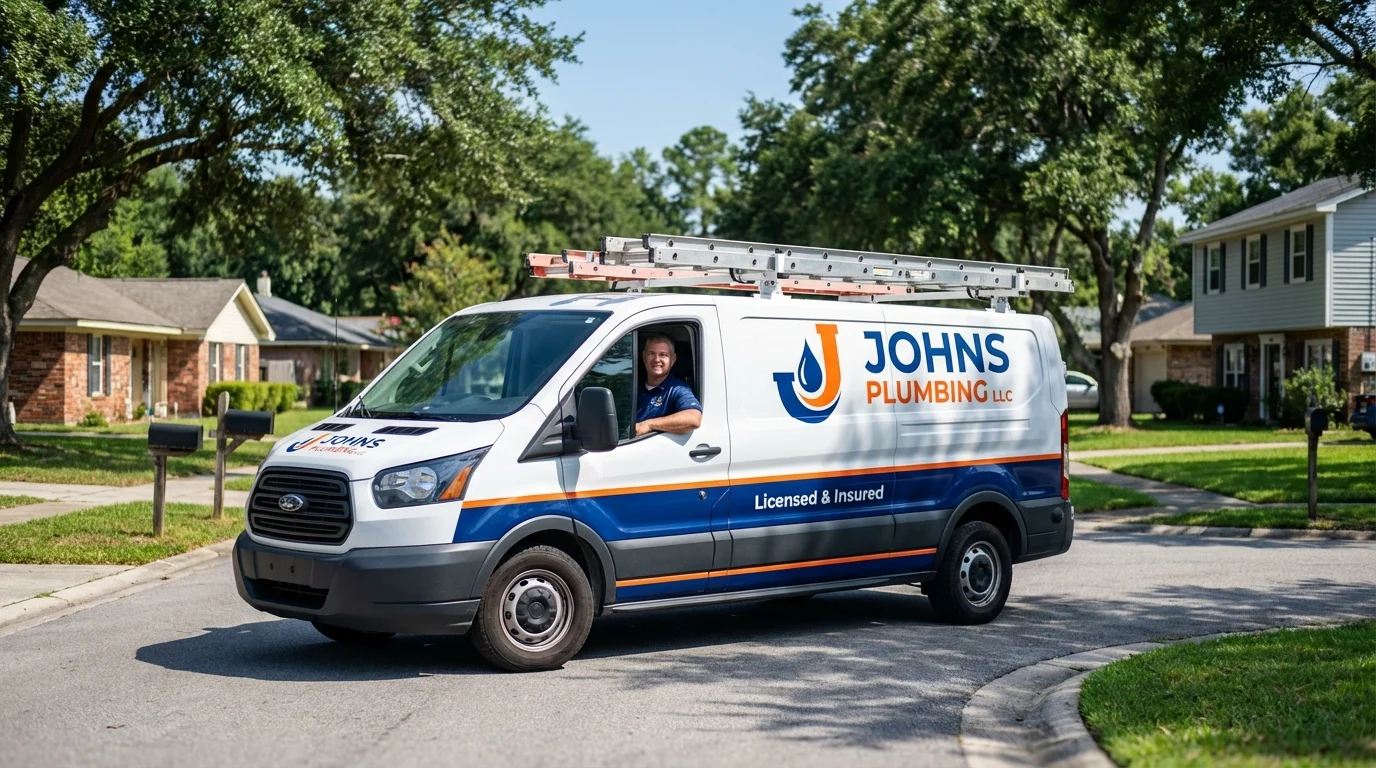 Johns Plumbing LLC service van in Palisades Park, NJ