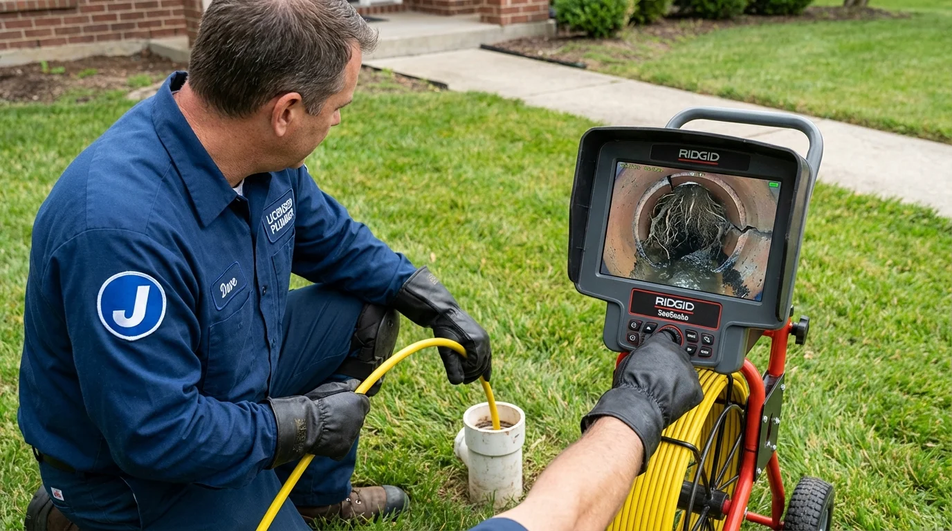 Sewer camera inspection being performed by Johns Plumbing LLC in Palisades Park